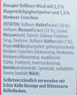 undefined, Kölln Müsli Knusper Joghurt Himbeer 30% weniger Fett 500G