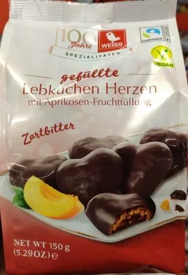 undefined, Weiss Lebkuchen-Herzen gefüllt Zartbitter 150G