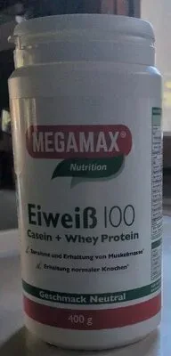 Megamax B.V., MEGAMAX Eiweiß 100 Casein + Whey Protein Neutral 400 g Pulver