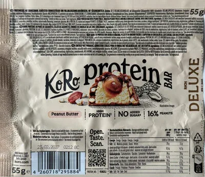 undefined, KoRo Protein Bar Deluxe with Peanut Butter 55G