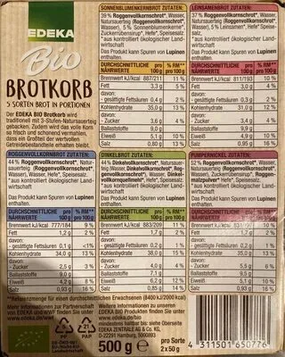 undefined, EDEKA Bio Brotkorb 5 Sorten Brot in Portionen 500G