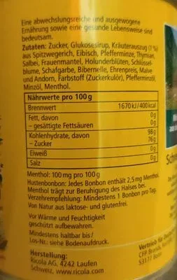 MARVECS GmbH - Marketing-Vertrieb-Consulting-Service, Ricola ORIGINAL KRÄUTERZUCKER 250 g Bonbons