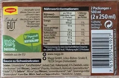undefined, Maggi Sauce zu Schweinebraten ergibt 2x 250ML