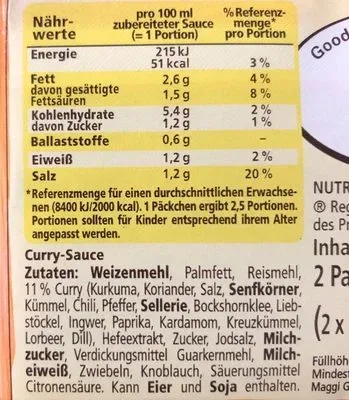 undefined, Maggi Curry Sauce ergibt 2x 250ML