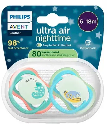 PHILIPS AVENT, 2er-Pack Schnuller ultra air Nighttime, 6-18M