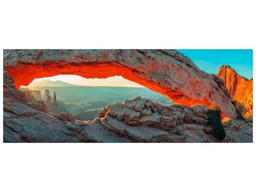 image LAND Digitaldruck auf Glas Felsformation im Sonnenaufgang  | Schubiger Möbel
