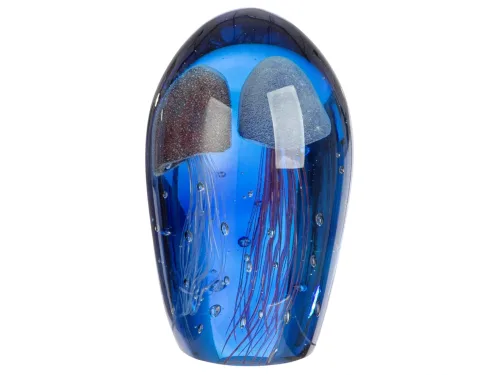 Gilde, Gilde Briefbeschwerer Qualle Glas Blau H: 20 cm  | Schubiger Möbel