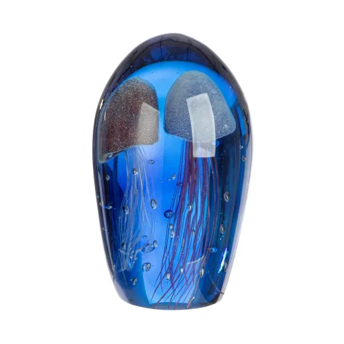 Gilde Briefbeschwerer Qualle Glas Blau H: 20 cm  | Schubiger Möbel