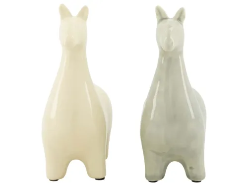 Decofinder, Decofinder Figur Alpaka, Grau-Creme H: 18 cm  | Schubiger Möbel