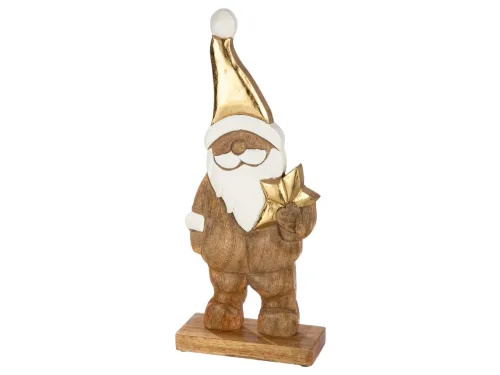 Gilde, Gilde Figur Santa, Mangoholz, Gold H: 40 cm  | Schubiger Möbel