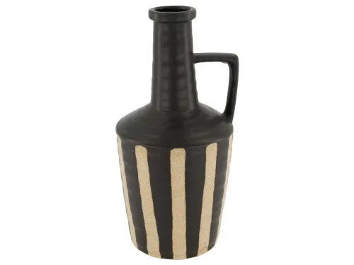 Decofinder, Decofinder Vase Flasche Keramik, Schwarz  | Schubiger Möbel