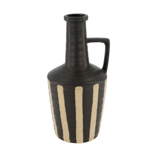 Decofinder Vase Flasche Keramik, Schwarz  | Schubiger Möbel