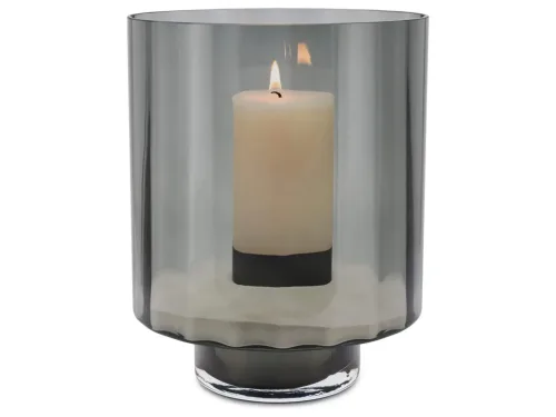 Abhika, Abhika Windlicht Rauchglas H: 35 cm  | Schubiger Möbel