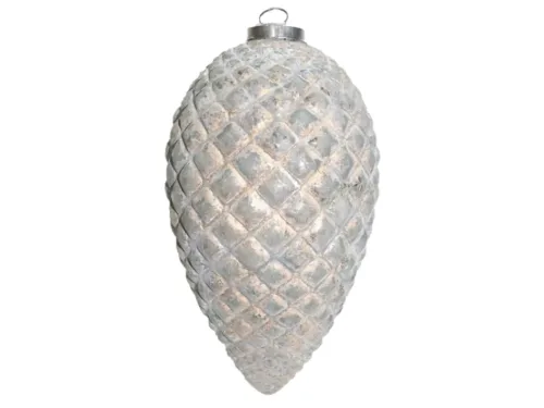 Decofinder, Decofinder Zapfen Glas Grau H:33 cm  | Schubiger Möbel