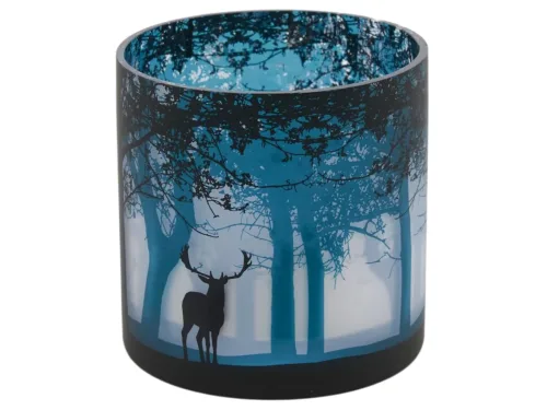Edg, Edg Windlicht Waldlandschaft Blau H: 15 cm  | Schubiger Möbel