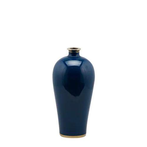 Edg Vase Ching Keramik Blau,gold H: 40 cm  | Schubiger Möbel