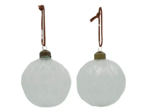 Decofinder, Decofinder Kugel Glas Weiss H: 8 cm  | Schubiger Möbel