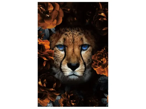 image LAND Digitaldruck auf Glas Leopard mit Blumen  | Schubiger Möbel