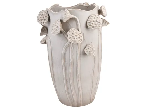 LIVIQUE, Vase Myko Weiss Steingut 35 cm - Vase
