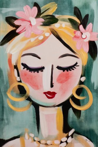 image LAND Gemälde Naive Painting Green Girl  | Schubiger Möbel