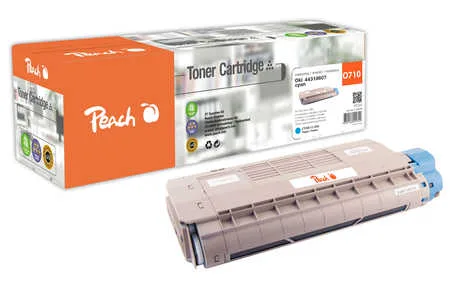 Peach, Peach O4431/28/34/4391 Toner cy ersetzt OKI 44318607 für z.B. OKI C 710 CDTN, OKI C 710 DN, OKI C 710 DTN, OKI C 710 N, OKI C 711 CDTN