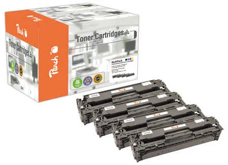 Peach, Peach HP 128 A 4 Toner (bk, c/m/y) ersetzt HP No. 128A, CE320A, CE321A, CE322A, CE323A für z.B. HP LaserJet CP 1500, HP LaserJet CP 1525