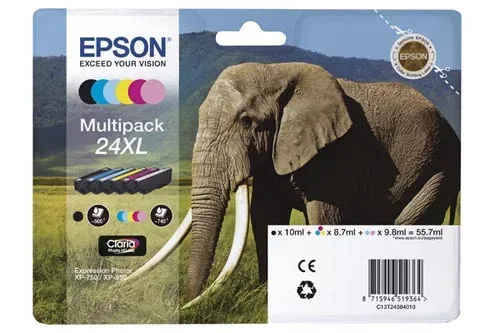 Epson, Epson E24XL Druckerpatronen XL (bk, cy, cyph, ma, maph, ye) - Epson No. 24XL, C13T24384010 für z.B. Epson Expression Photo XP -55