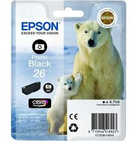 Epson, Epson E26phbk Druckerpatronen bkph - Epson No. 26 phbk, C13T26114010 für z.B. Epson Expression Premium XP -510, Epson Expression Premium XP -520