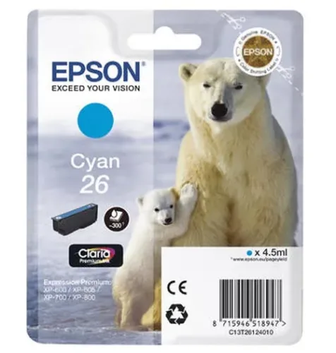 Epson, Epson E26c Druckerpatronen cy - Epson No. 26 c, C13T26124010 für z.B. Epson Expression Premium XP -510, Epson Expression Premium XP -520