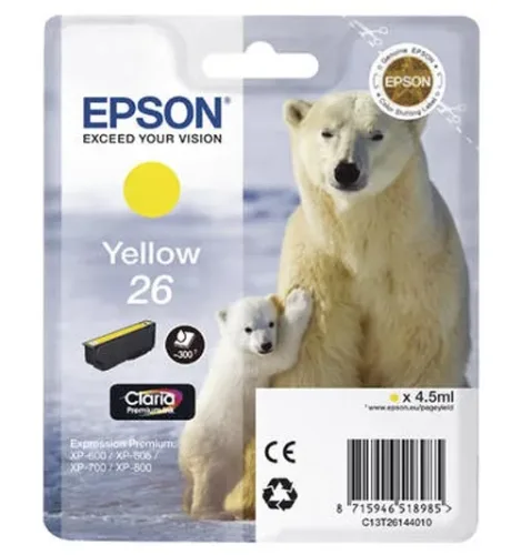 Epson, Epson E26y Druckerpatronen ye - Epson No. 26 y, C13T26144010 für z.B. Epson Expression Premium XP -510, Epson Expression Premium XP -520
