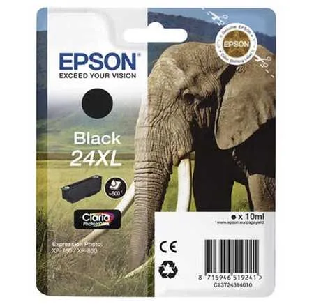 Epson, Epson E24XLbk Druckerpatronen XL bk - Epson No. 24XL bk, C13T24314010 für z.B. Epson Expression Photo XP -55, Epson Expression Photo XP -750