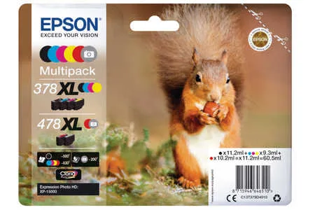 Epson, Epson E378/478 Druckerpatronen (bk, cy, cyph, ma, maph, ye) - Epson T379D, No. 378XL, No. 478XL, C13T379D4010 für z.B. Epson Expression Photo HD XP -15000