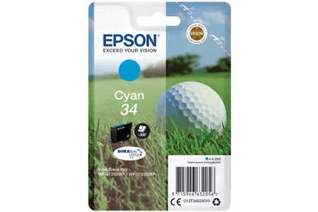 Epson, Epson E34 Druckerpatronen cy - Epson T3462, No. 34 c, C13T34624010 für z.B. Epson WorkForce Pro WF -3700, Epson WorkForce Pro WF -3720 DW