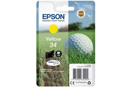 Epson, Epson E34 Druckerpatronen ye - Epson T3464, No. 34 y, C13T34644010 für z.B. Epson WorkForce Pro WF -3700, Epson WorkForce Pro WF -3720 DW