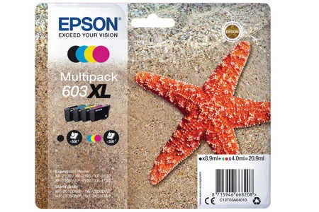 Epson, Epson E603XL Druckerpatronen XL (bk, c, m, y) - Epson No. 603XL, C13T03A64010 für z.B. Epson Expression Home XP -2100, Epson WorkForce WF -2810 DWF
