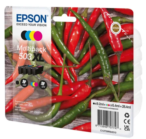 Epson, Epson E503XL Druckerpatronen XL (bk, c, m, y) - Epson No. 503XL, T09R640 für z.B. Epson Expression Home XP -5200, Epson Expression Home XP -5205
