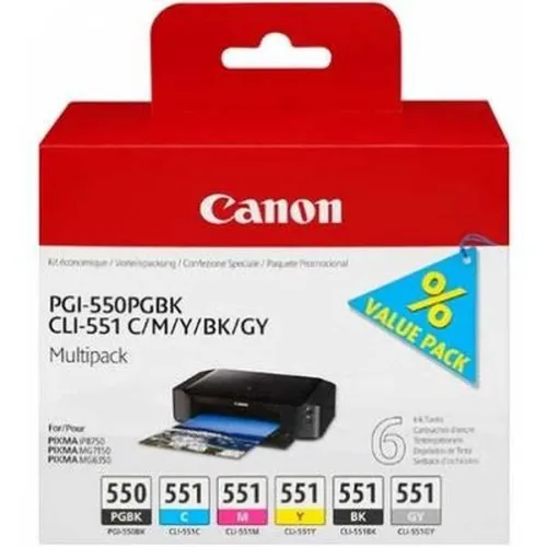 Canon, Canon C551MUL Druckerpatronen (bk, c, m, y) - Canon CLI-551MUL, 6496B005 für z.B. Canon Pixma IP 8750, Canon Pixma IP 8700, Canon Pixma MG 6300