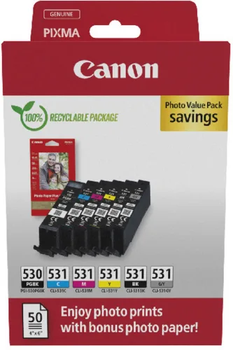 Canon, Canon C530/531 Druckerpatronen (bk, c, m, y) - Canon 6117C004 für z.B. Canon Pixma TS 8751, Canon Pixma TS 8750, Canon Pixma TS 8700