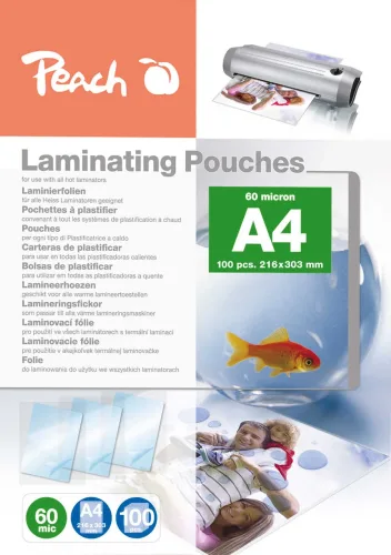 Peach, Peach 100 x A4 Laminierfolien, 60 mic, glänzend