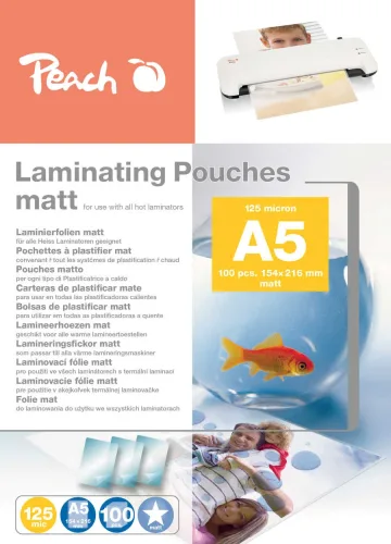Peach, Peach 100 x A5 Laminierfolien, 125 mic, matt
