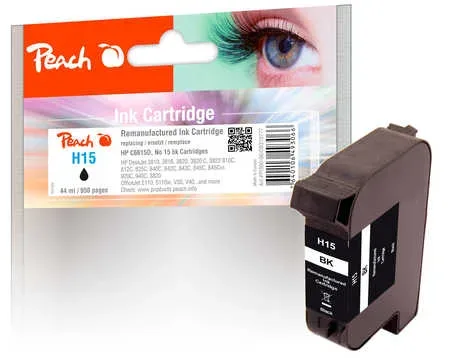 Peach, Peach HP 15 Druckkopf bk ersetzt HP No. 15, C6615D für z.B. HP DeskJet 845 C, HP PSC 950, HP Color Copier 310, HP Color Copier 610, HP DeskJet 3810