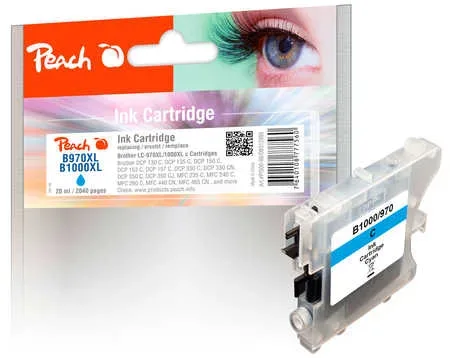 Peach, Peach B970 C XL-Druckerpatrone cy ersetzt Brother LC-970C, LC-1000C für z.B. Brother DCP -130 C, Brother DCP -135 C, Brother DCP -150 C