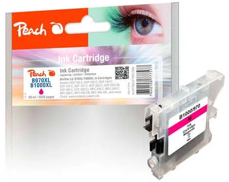 Peach, Peach B970 M XL-Druckerpatrone ma ersetzt Brother LC-970M, LC-1000M für z.B. Brother DCP -130 C, Brother DCP -135 C, Brother DCP -150 C