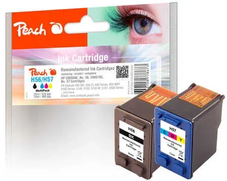 Peach, Peach HP 56 2 Druckköpfe Druckerpatronen bk/c (bk, col) ersetzt HP No. 56, No. 57, SA342AE für z.B. HP DeskJet 450 CBI, HP DeskJet 450 CI, HP Fax 1240