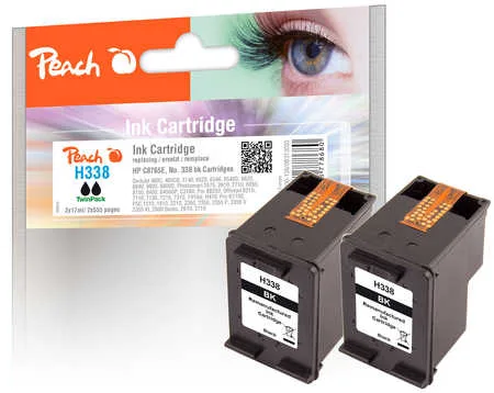 Peach, Peach HP 338 2 Druckköpfe 2*bk ersetzt HP No. 338*2, CB331E für z.B. HP DeskJet 460, HP DeskJet 460 C, HP DeskJet 460 CB, HP DeskJet 460 WBT