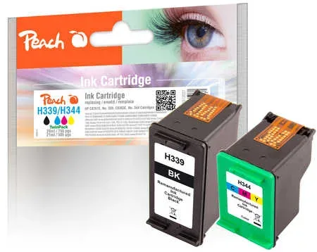 Peach, Peach HP 339 2 Druckköpfe XL (bk, col) ersetzt HP No. 339, No. 344, C8767E, C9363E für z.B. HP DeskJet 5700, HP DeskJet 5740, HP DeskJet 5745