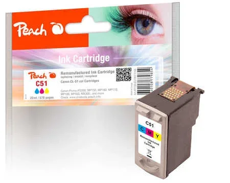 Peach, Peach C51 C Druckkopf XL col ersetzt Canon CL-51C, 0618B001 für z.B. Canon Pixma IP 2200, Canon Pixma IP 6200, Canon Pixma IP 6210 D