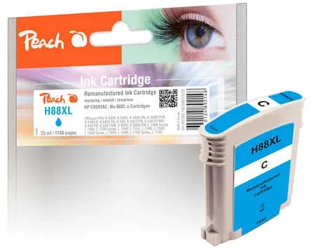 Peach, Peach HP 88 XLc Druckerpatrone XL cy ersetzt HP No. 88XL c, C9391AE für z.B. HP OfficeJet Pro K 5300, HP OfficeJet Pro K 5400, HP OfficeJet Pro K 5400 N