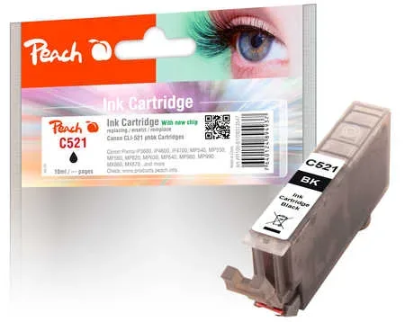 Peach, Peach C521 bk Druckerpatrone XL bkph ersetzt Canon CLI-521bk, 2933B001 für z.B. Canon Pixma MP 550, Canon Pixma IP 3600, Canon Pixma IP 4600