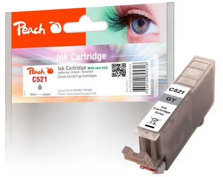 Peach, Peach C521 gy Druckerpatrone XL gy ersetzt Canon CLI-521gy, 2937B001 für z.B. Canon Pixma MP 980, Canon Pixma MP 990